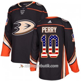 Män Ishockey Anaheim Ducks Tröja Corey Perry 10 Adidas 2017-2018 Svart USA Flag Fashion Authentic
